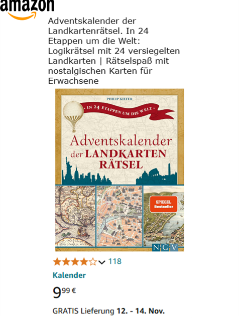 Adventskalender der Landkartenrätsel