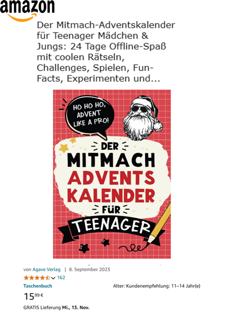 Der Mitmach-Adventskalender für Teenager Mädchen & Jungs
