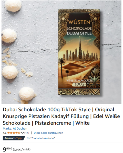 Dubai Schokolade 100g TikTok Style Original Knusprige Pistazien Kadayif Füllung Edel Weiße Schokolade Pistaziencreme White